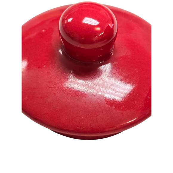Red Decorative Ceramic Jar With Lid - Picture 6 of 8